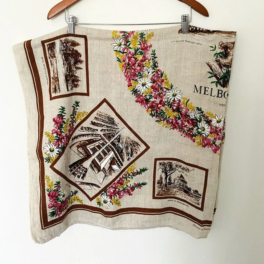 Heil Melbourne Australia Linen Floral Tablecloth Made in Poland 50